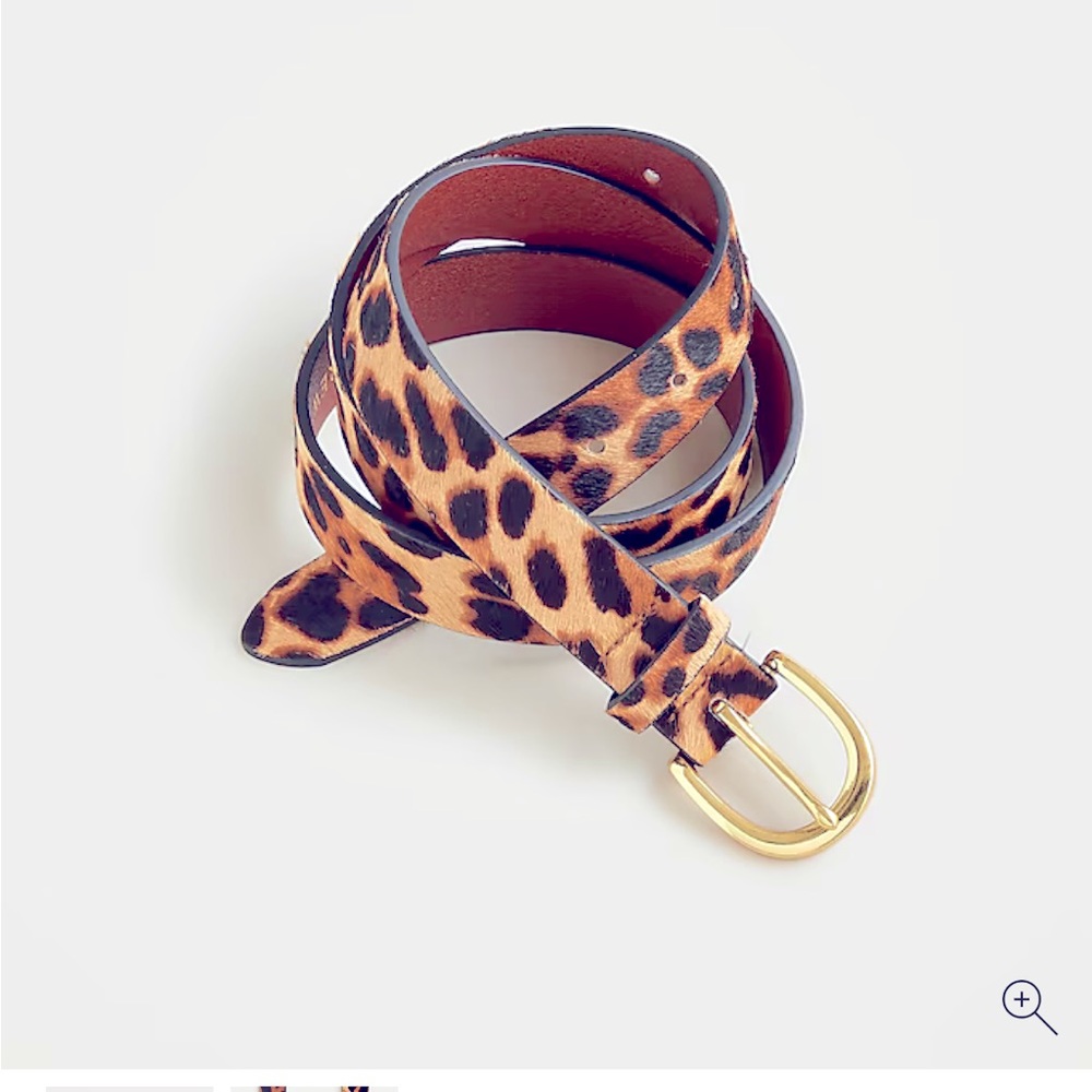 J Crew calf hair belt in leopard.